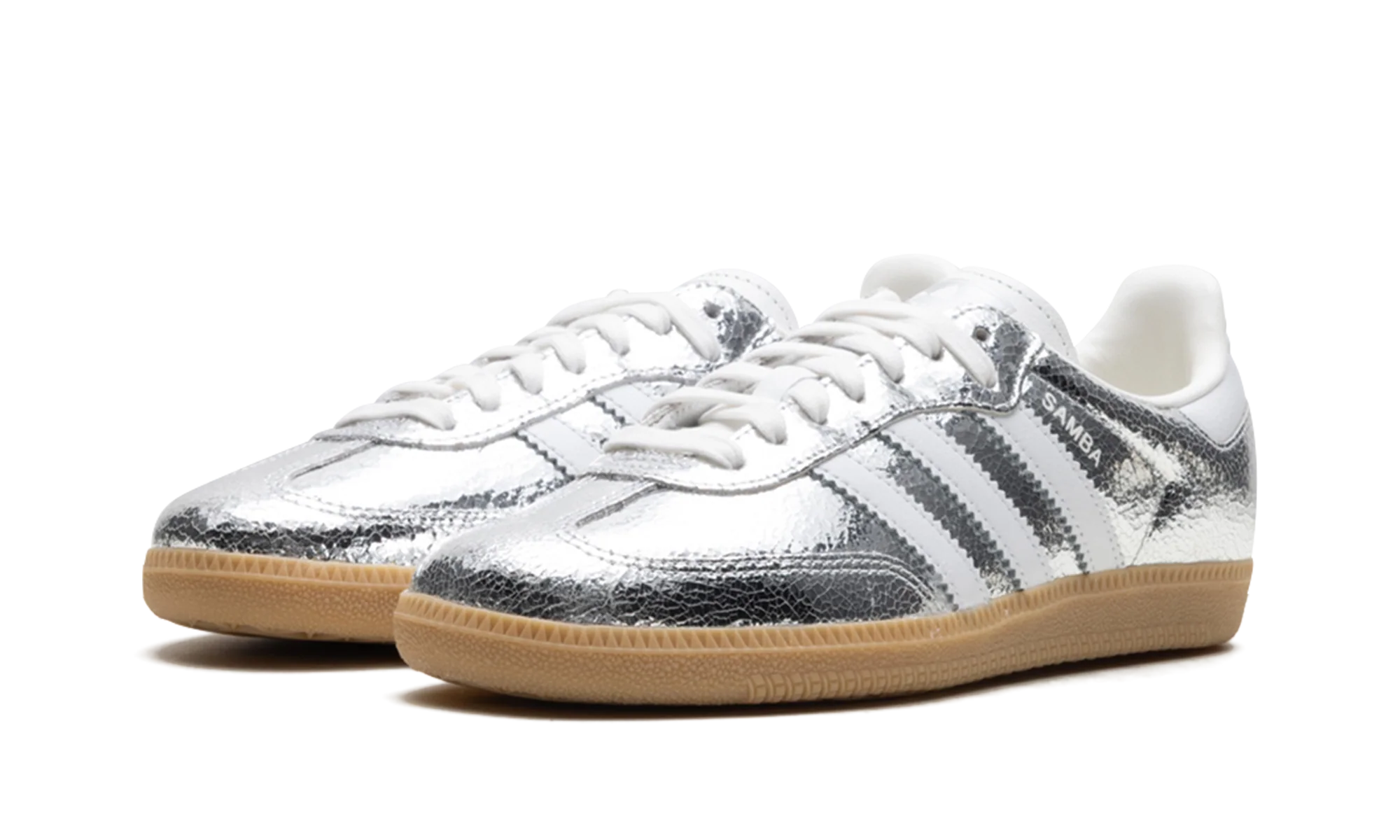 Adidas Samba OG Silver Metallic Cracked Leather - Image 2