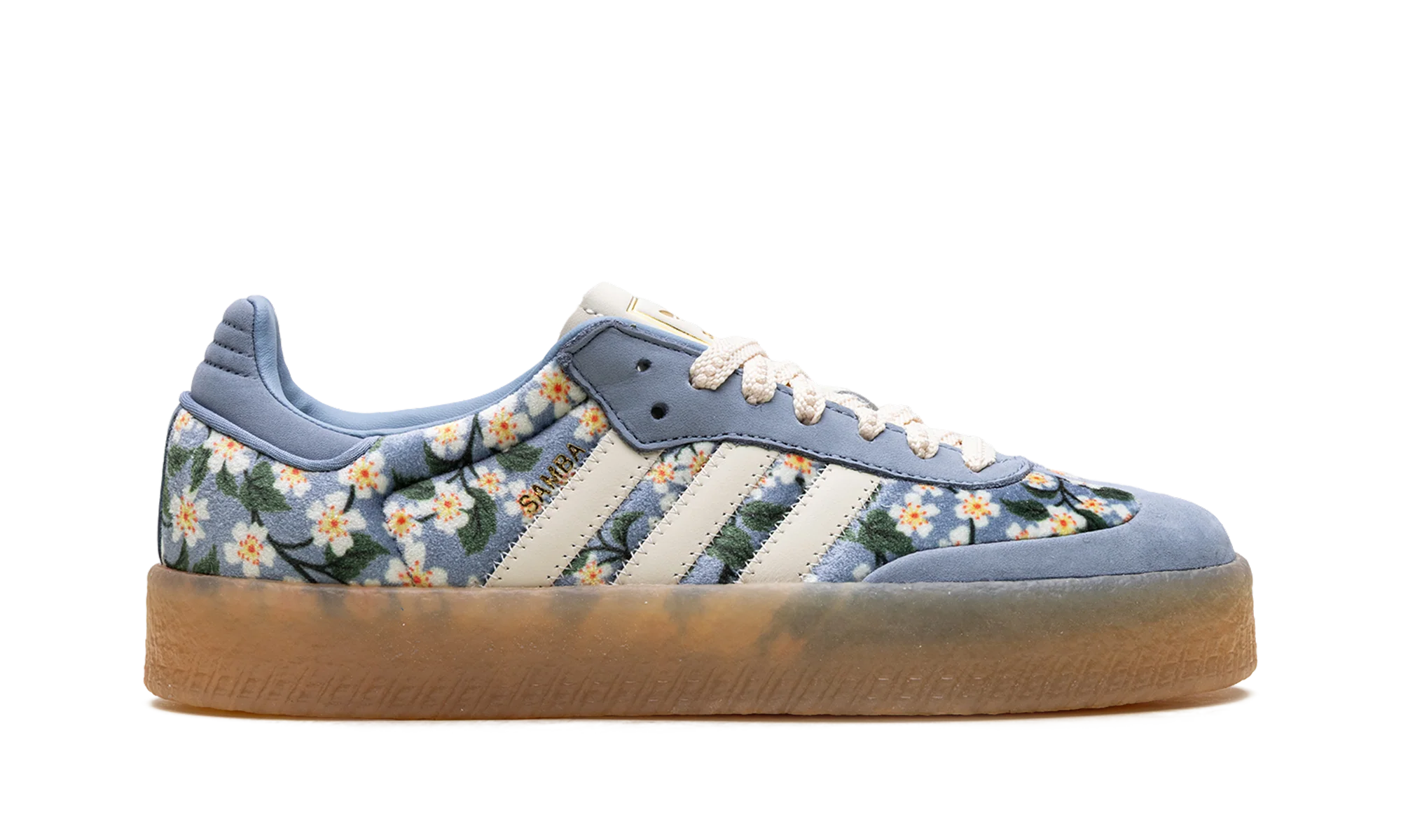 Adidas Sambae Liberty London Floral Embroidery Blue Cream White - Image 6