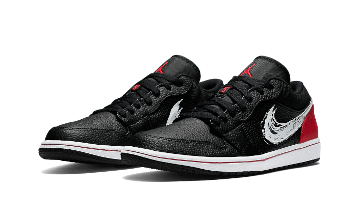 Air Jordan 1 Low Brushstroke Swoosh Black - Image 2