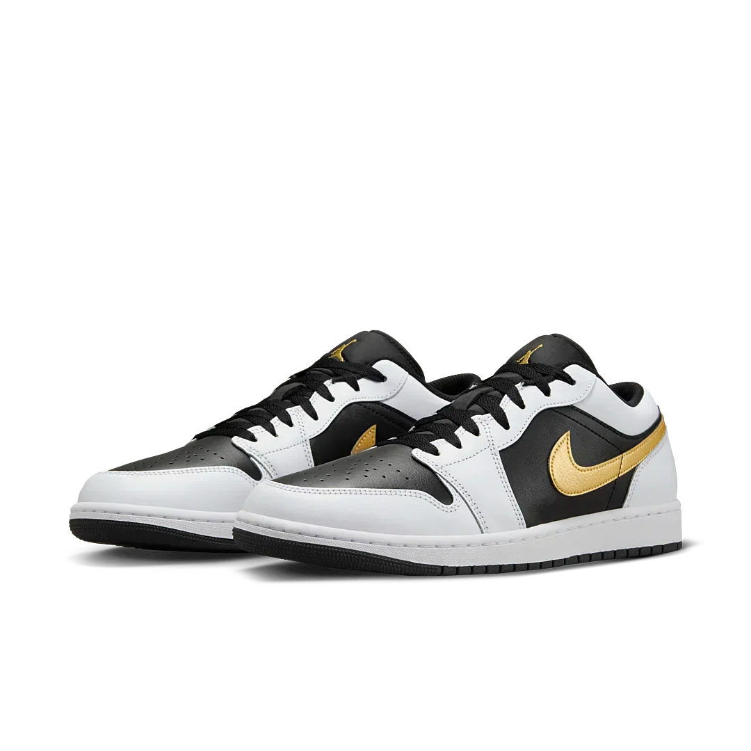 Air Jordan 1 Low White Black Metallic Gold Swoosh - Image 2