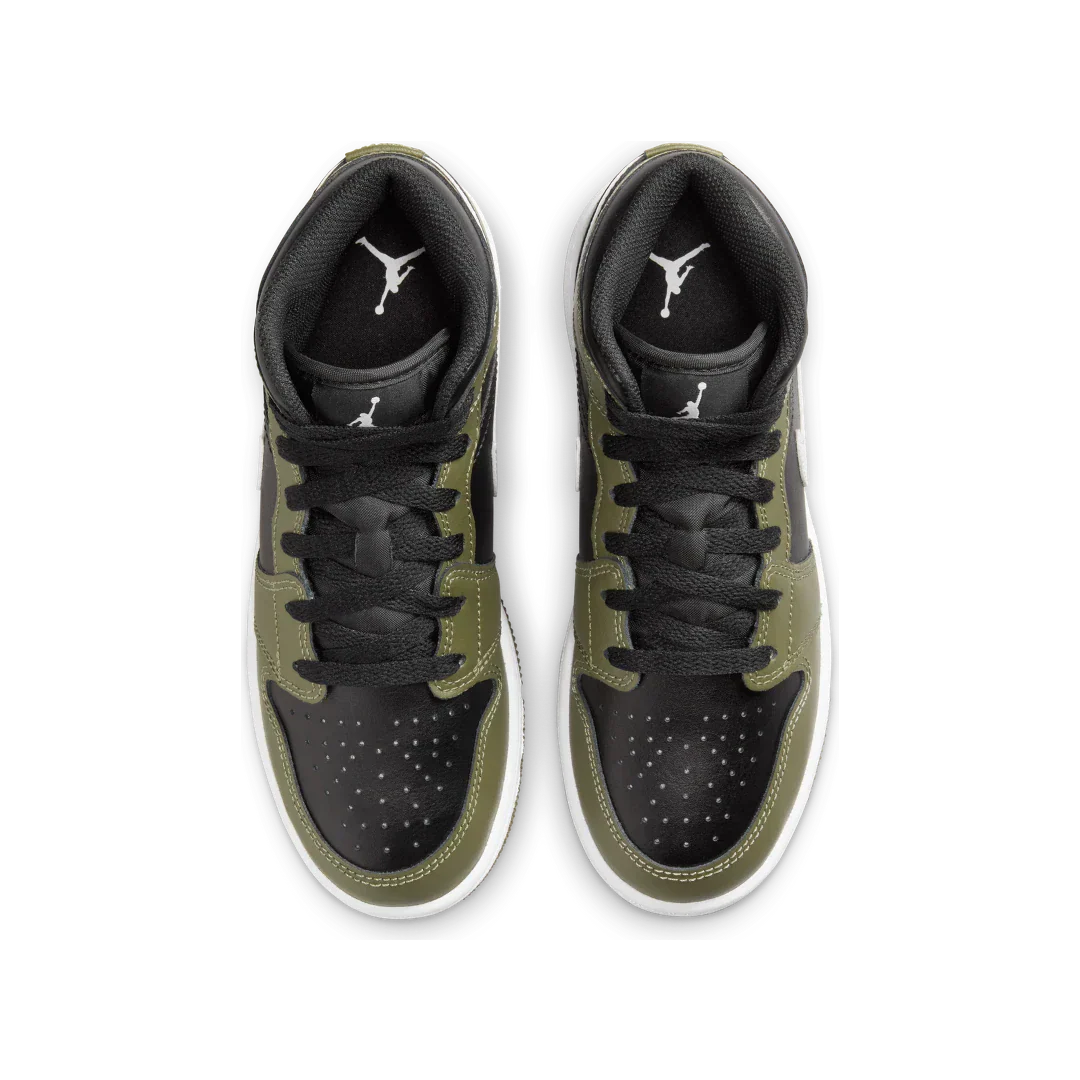 Air Jordan 1 Mid Black White Olive - Image 3
