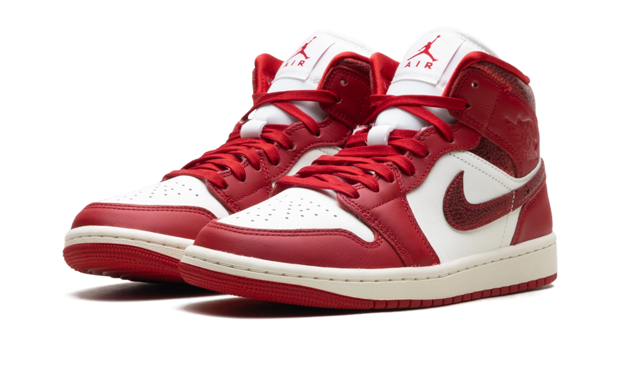 Air Jordan 1 Mid SE Red Cracked Leather - Image 2