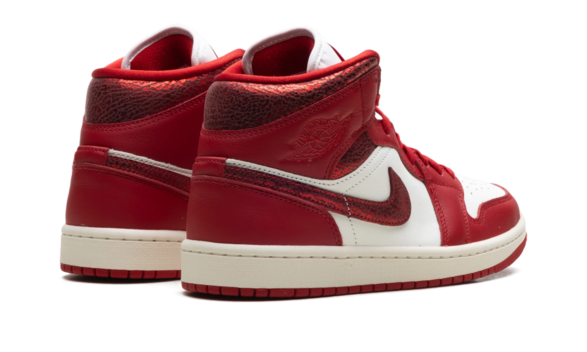 Air Jordan 1 Mid SE Red Cracked Leather - Image 3