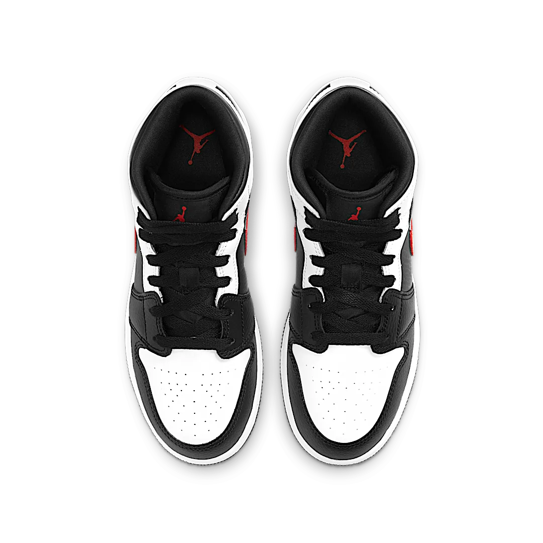 Air Jordan 1 Mid White Black Chile Red - Image 3
