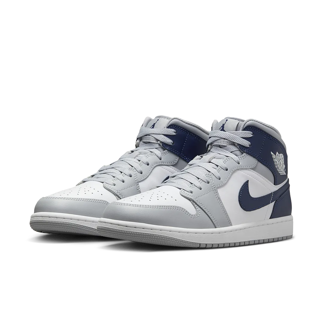 Air Jordan 1 Mid Wolf Grey Midnight Navy - Image 2