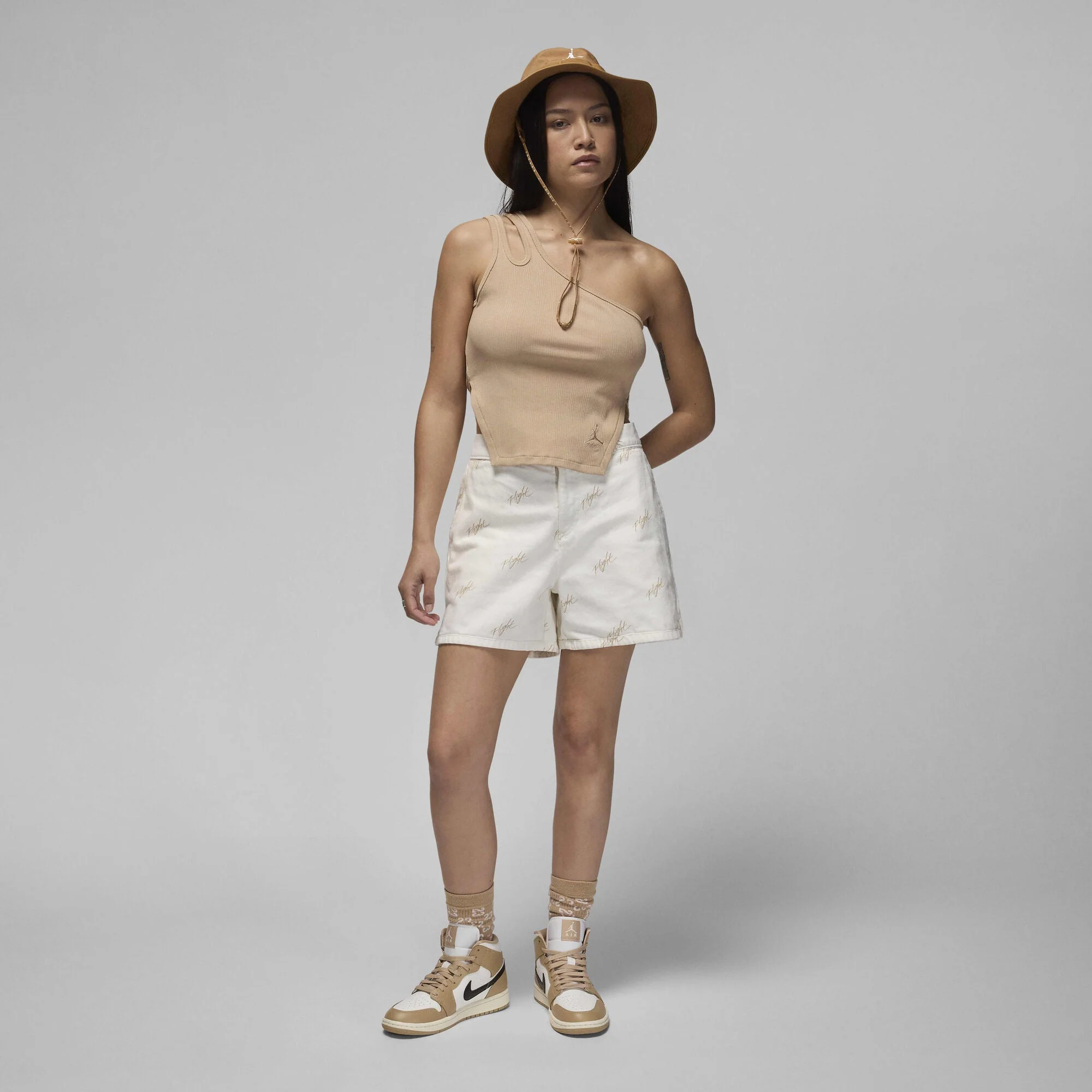 Air Jordan Asymmetrical Ribbed Tank Top Legend Medium Brown - Image 6