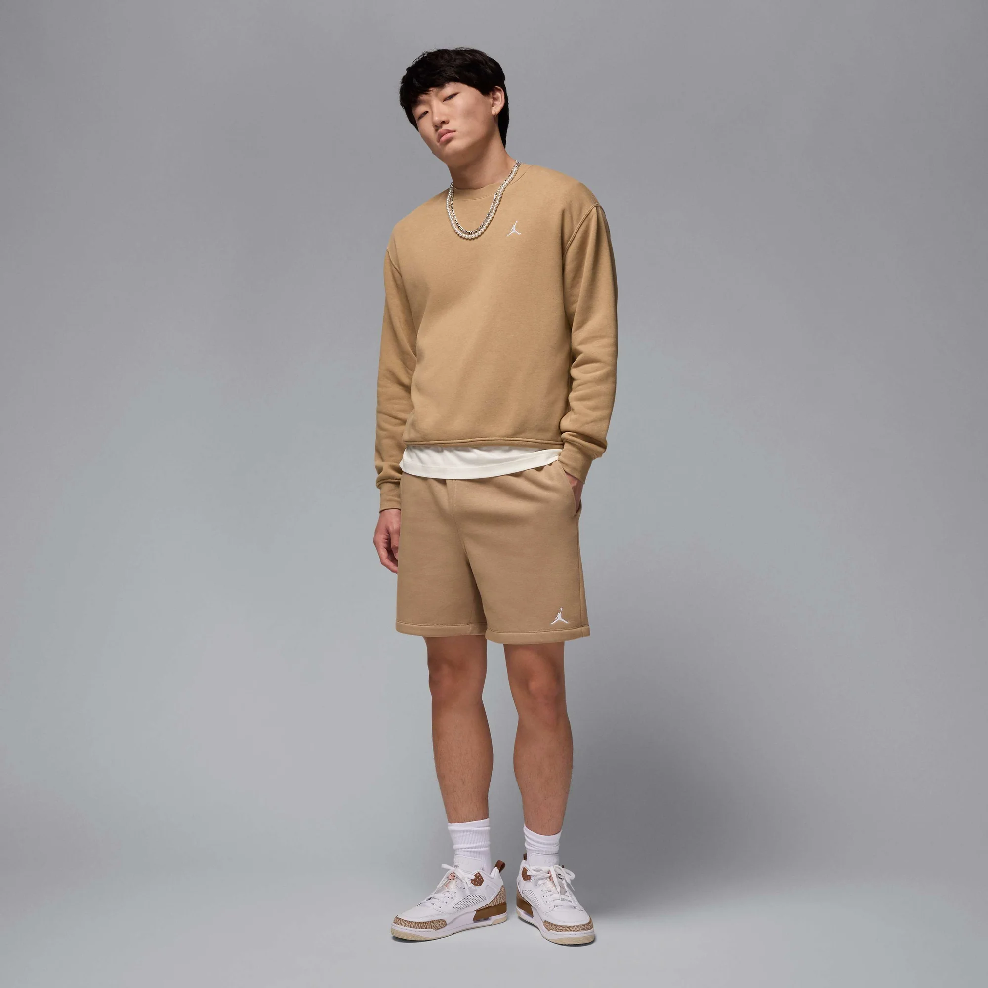 Air Jordan Brooklyn Fleece Crew-Neck Sweatshirt Desert Camo/White - Image 5