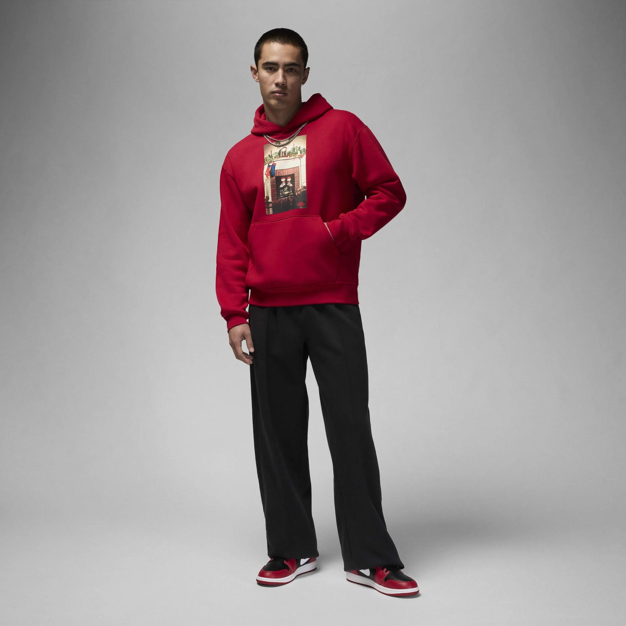 Air Jordan Jumpman 'Chimney' Fleece Pullover Hoodie Gym Red/Black - Image 7