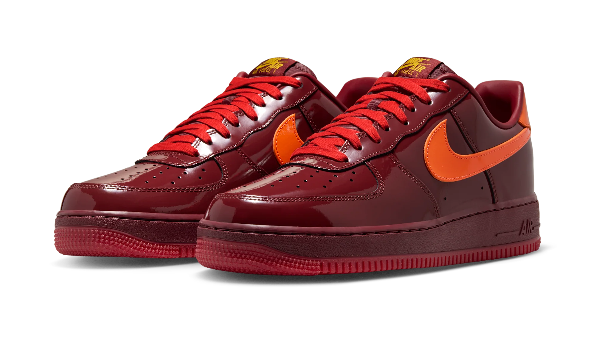 Nike Air Force 1 Low Patent Leather Dark Team Red Safety Orange - Image 2