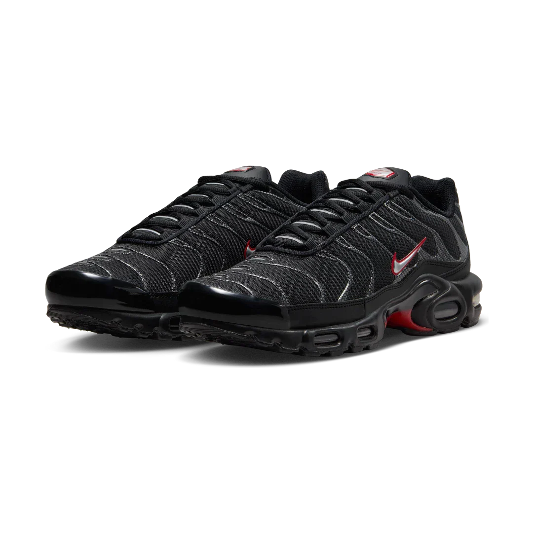 Nike Air Max Plus Black University Red Metallic Silver - Image 2