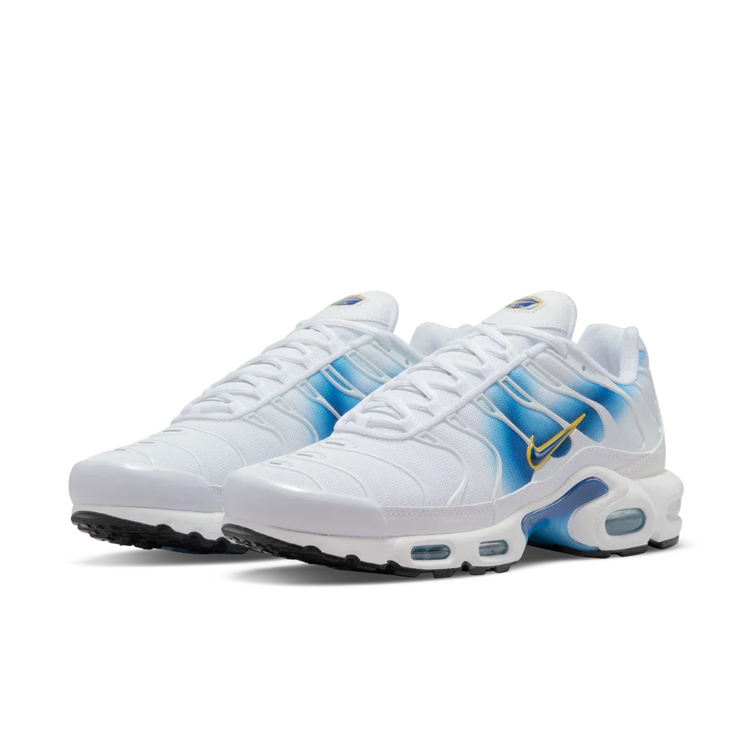 Nike Air Max Plus Spray Paint Swoosh White Blue - Image 2