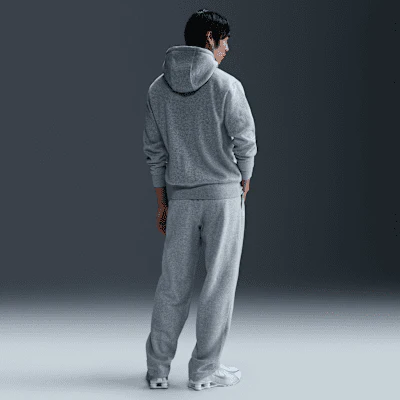 Nike Club Fleece FZ Hoodie Dark Grey Heather/Light Smoke Grey/White - Image 5