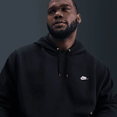Nike Club Fleece Pullover Hoodie Black/White - Image 9
