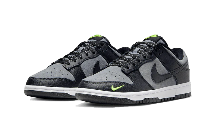 Nike Dunk Low Black Cool Grey Volt Mini Swoosh - Image 2