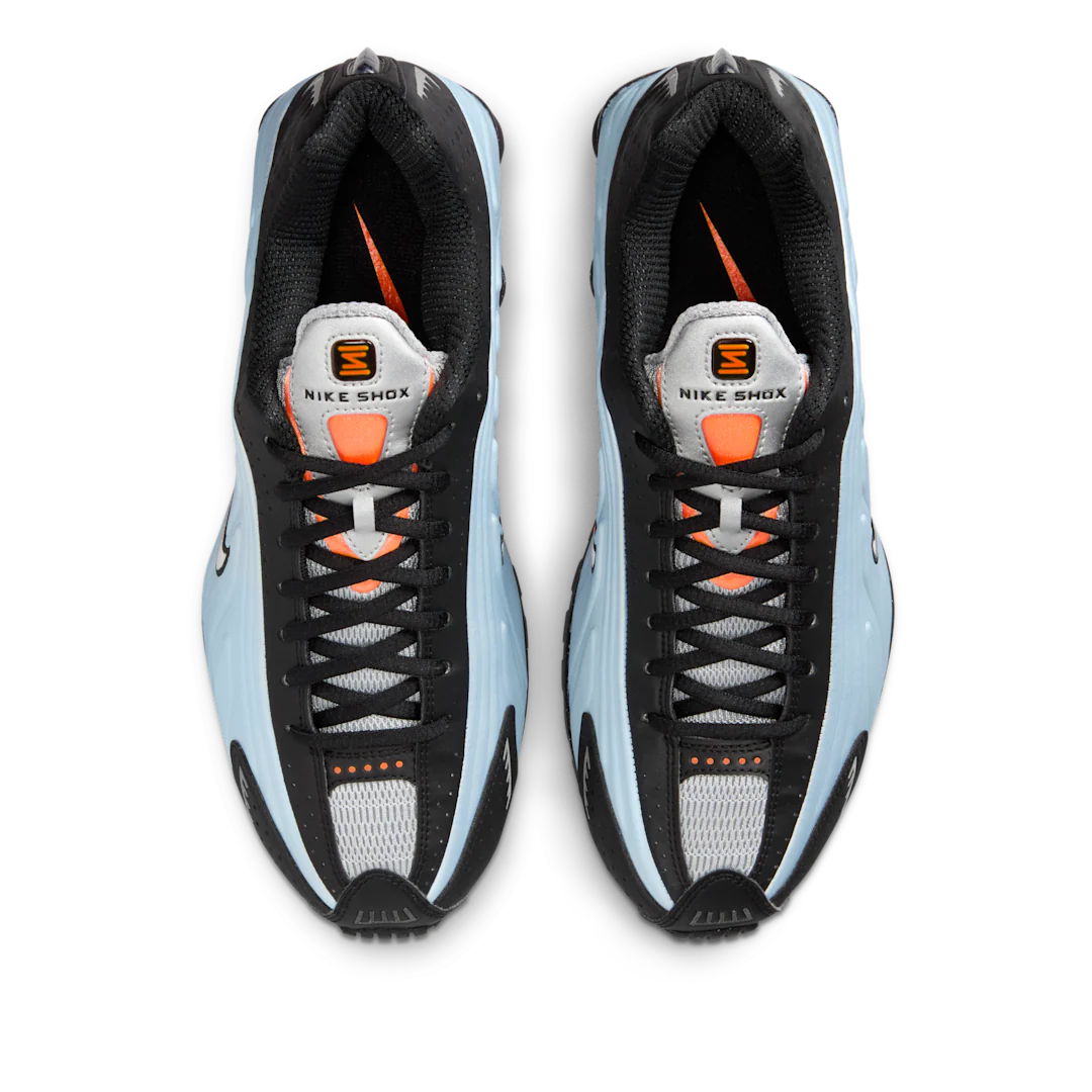 Nike Shox R4 Blue Tint Total Orange Black Metallic Silver - Image 3