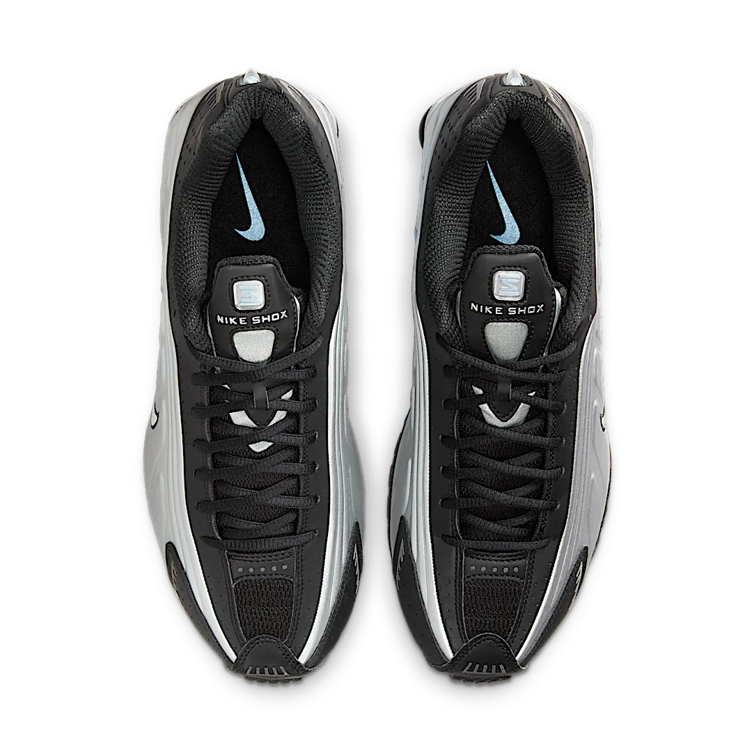 Nike Shox R4 Metallic Silver Black Psychic Blue - Image 3